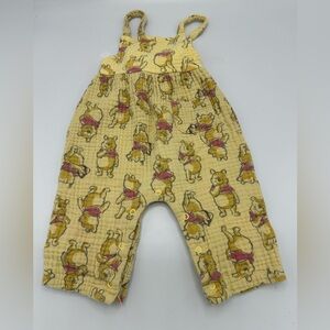 Disney Baby 6-9 Mo Winnie The Pooh Allover Print Cotton Overalls Romper